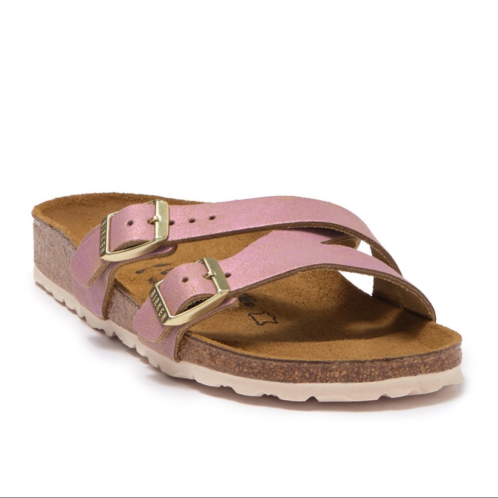 Birkenstock Yao Metallic Rose Slide Sandal 39, 9